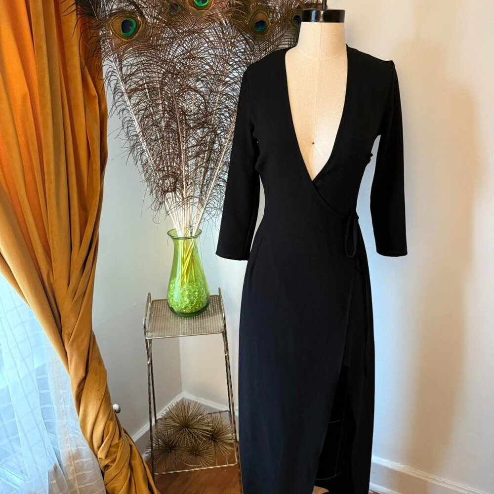 American Apparel Crepe Julliard Wrap Maxi Dress